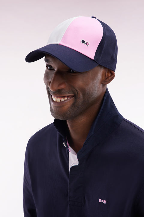 Pink cap in navy cotton twill - Image 1