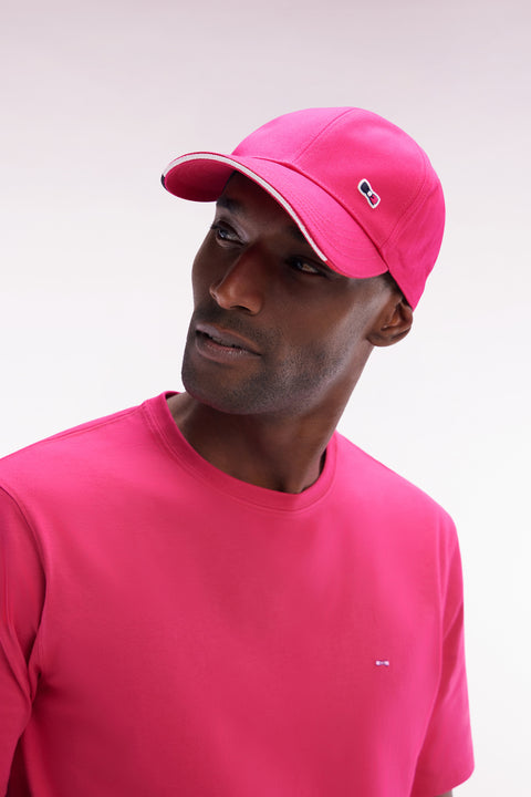 Fuchsia cotton twill cap with piped visor - Image 1