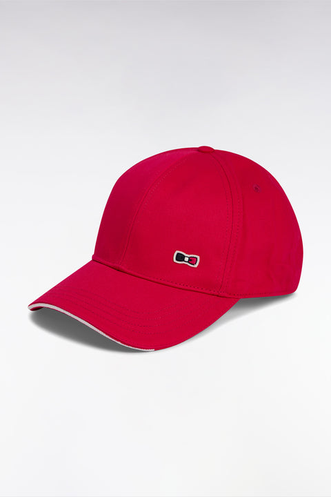 Fuchsia cotton twill cap with piped visor - Image 2