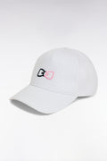 Casquette unie en twill de coton blanc broderies bicolores