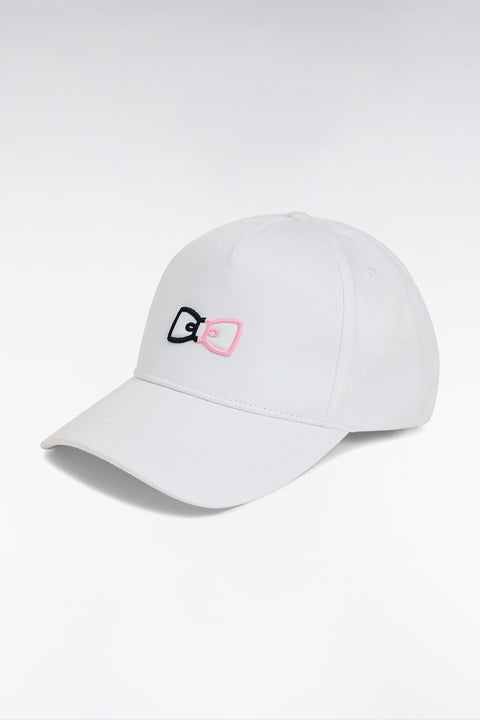 White cotton twill cap with two-tone embroidery - Image 2