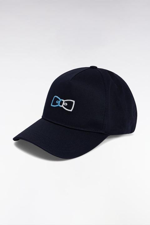 Navy cotton twill cap with two-tone embroidery - Image 2