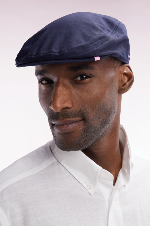 Beret cap in navy cotton twill - Image 1