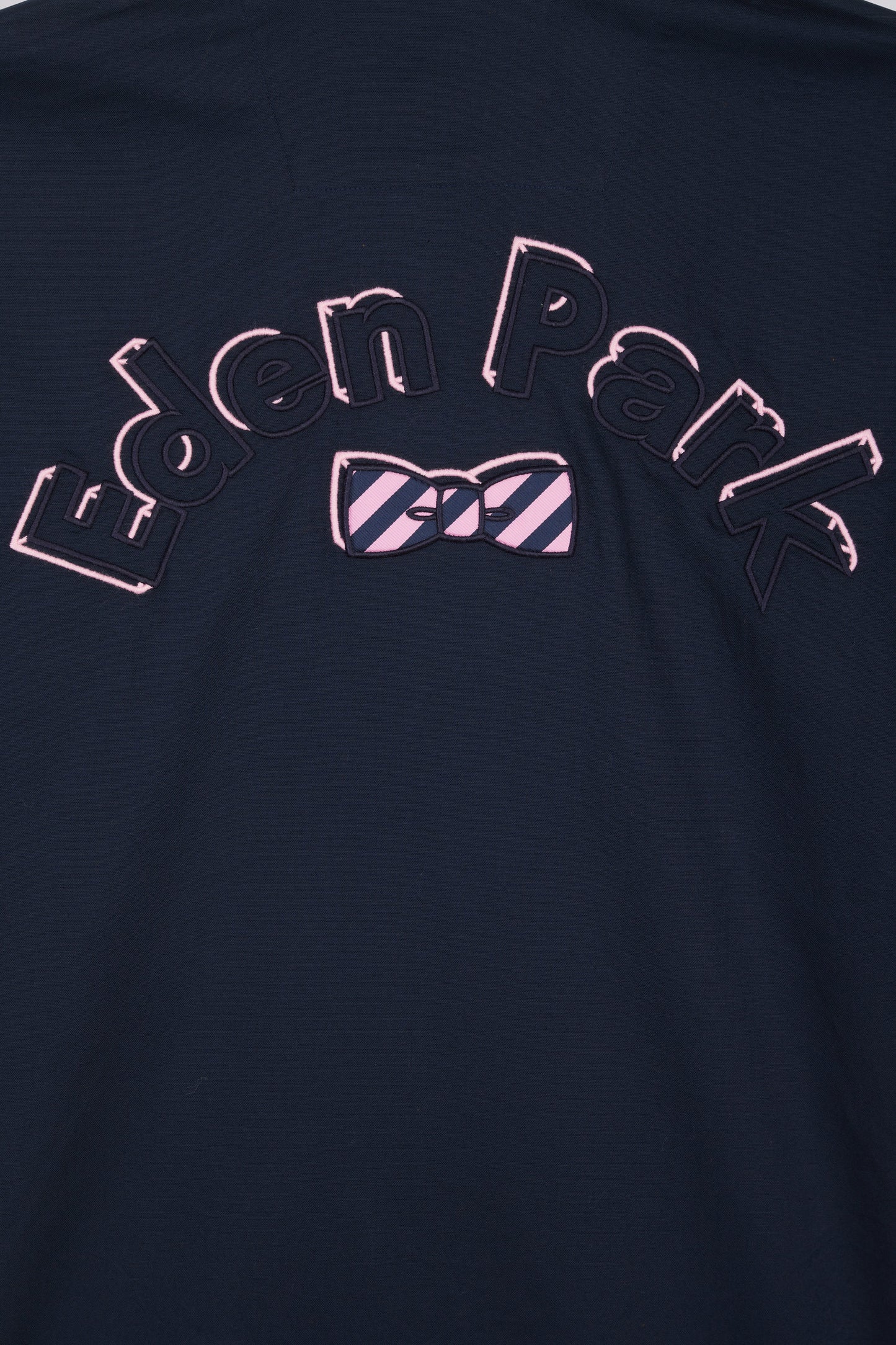 Straight short-sleeved shirt in navy cotton with Eden Park embroidery