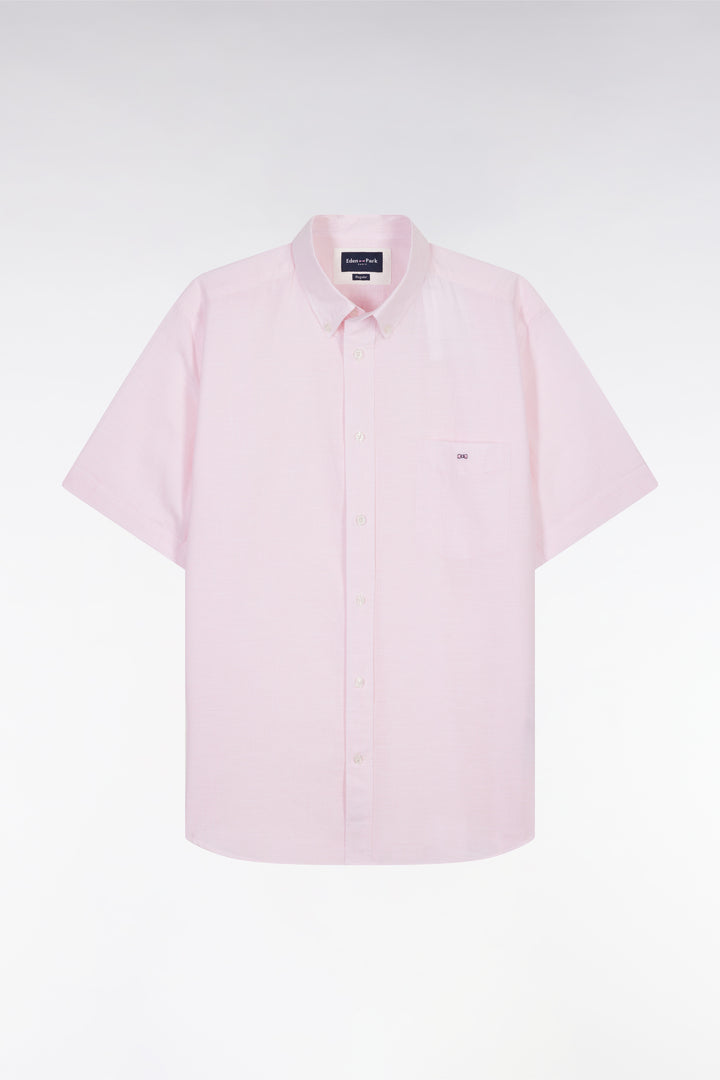 Chemise à manches courtes en coton rose coupe droite