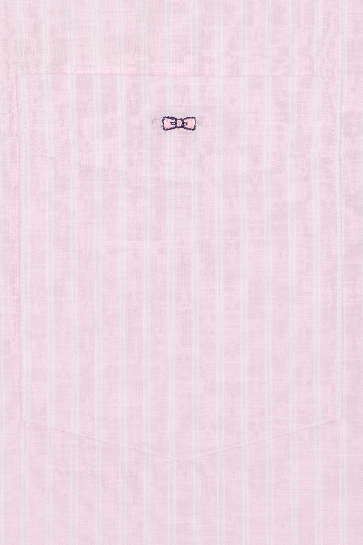 Chemise rayée à manches courtes en coton rose coupe droite