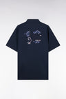 XV de France short-sleeved navy cotton shirt with back embroidery