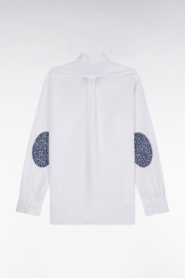 Chemise en coton blanc coudière coupe droite