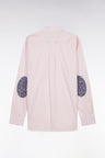 Straight-fit pink cotton shirt with elbow patch