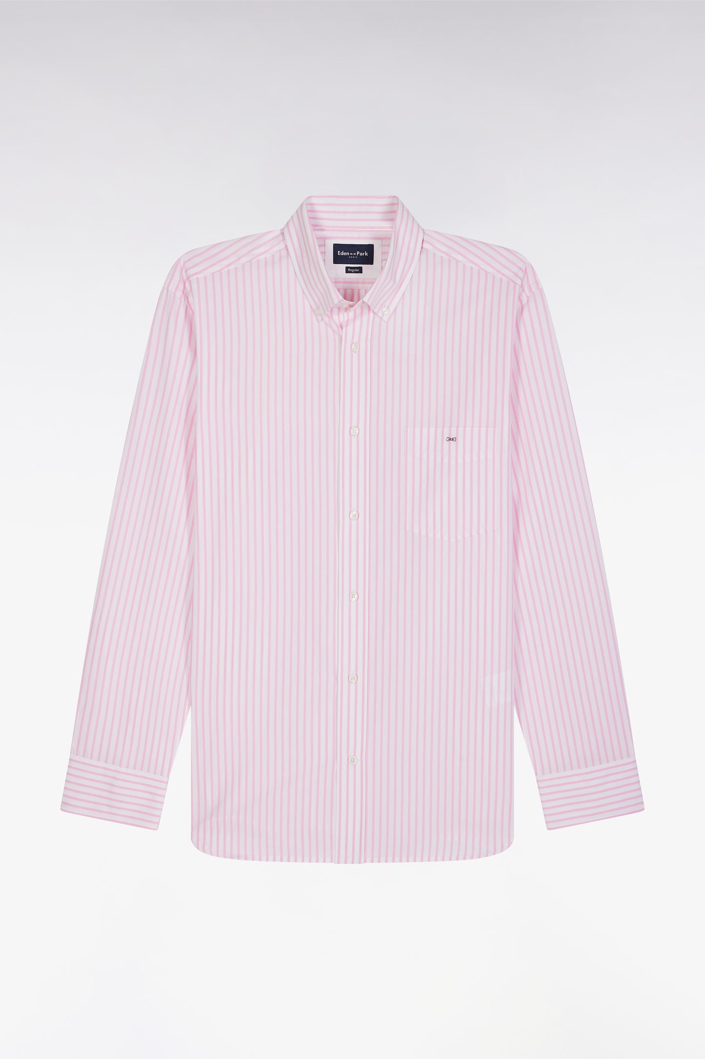 Chemise en coton rayée rose coupe droite