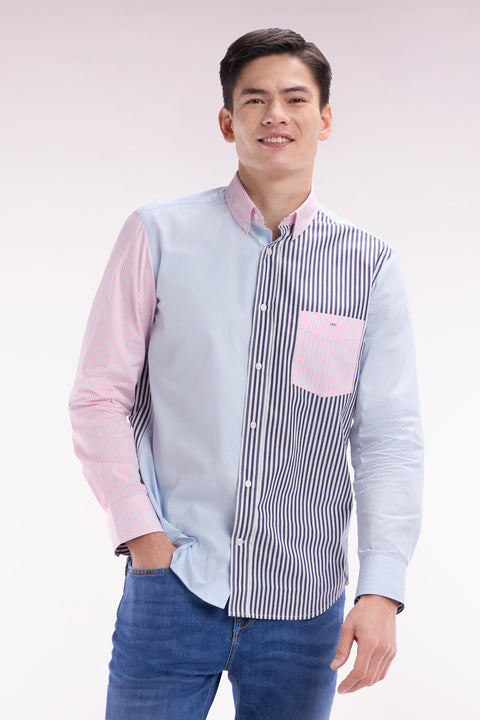 Straight-fit tricolor striped cotton shirt - Image 2