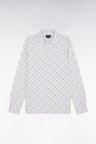 Straight-fit sand cotton poplin shirt with bow tie microprint