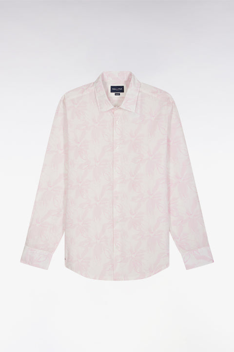 Straight-fit pink cotton poplin shirt with bow tie print - Image 2