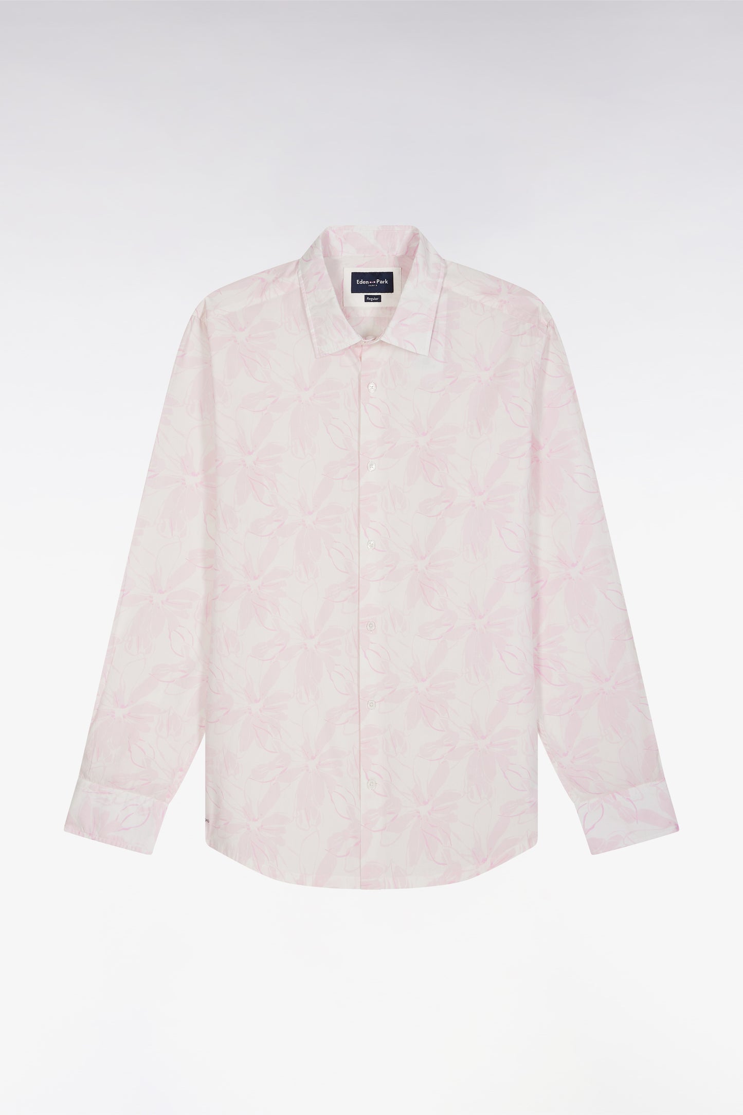 Chemise en popeline de coton imprimé nœud papillon rose coupe droite