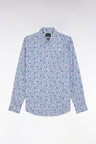 Straight-fit sky blue micro-patterned Pima cotton shirt