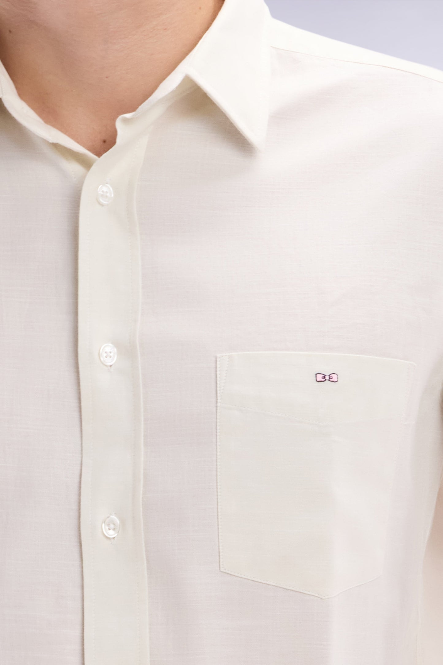 Beige cotton shirt with patch pocket