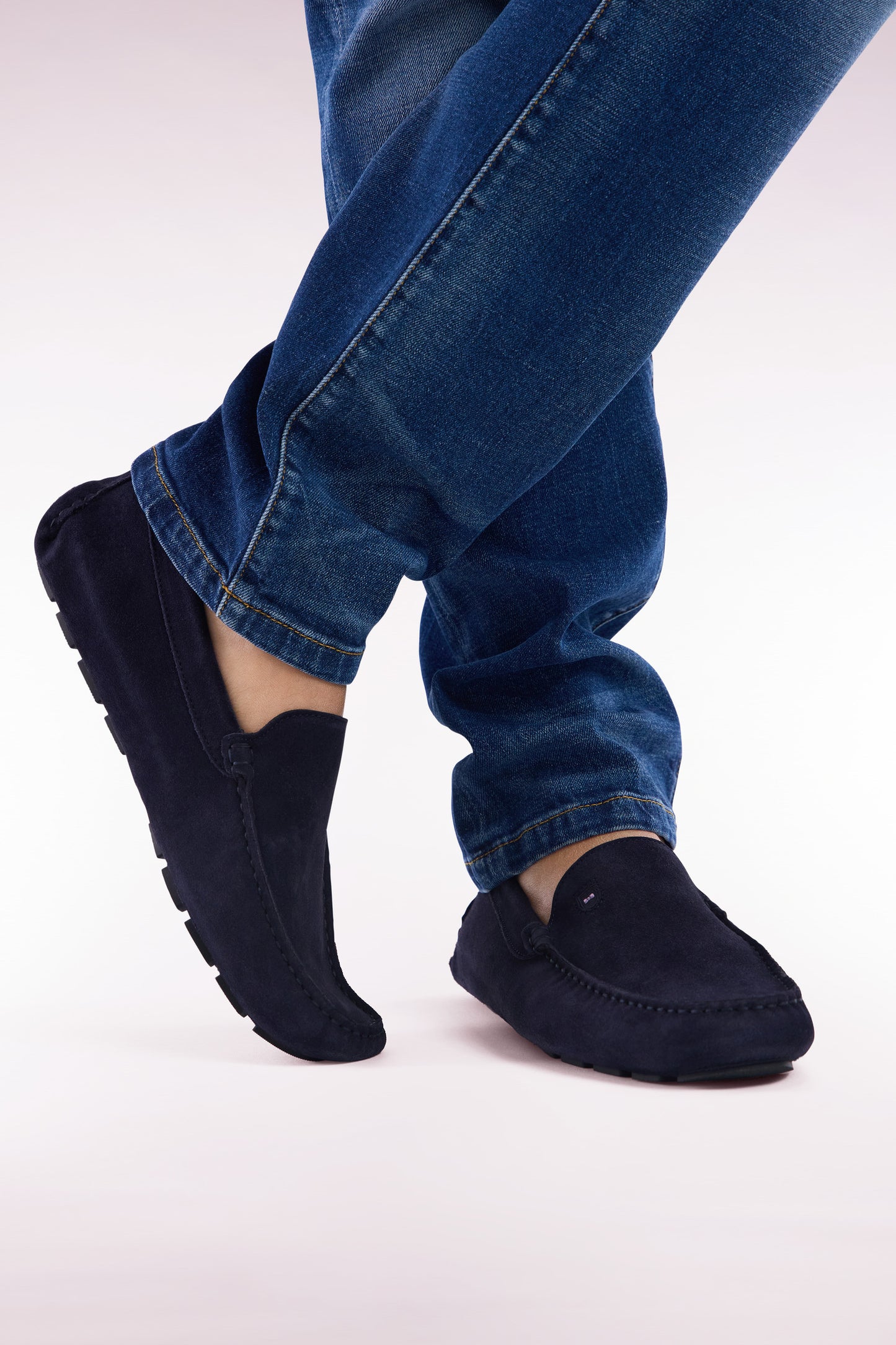 Black suede leather loafers