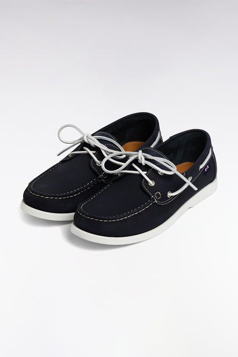 Navy suede leather boat shoes style loafers - Image 3