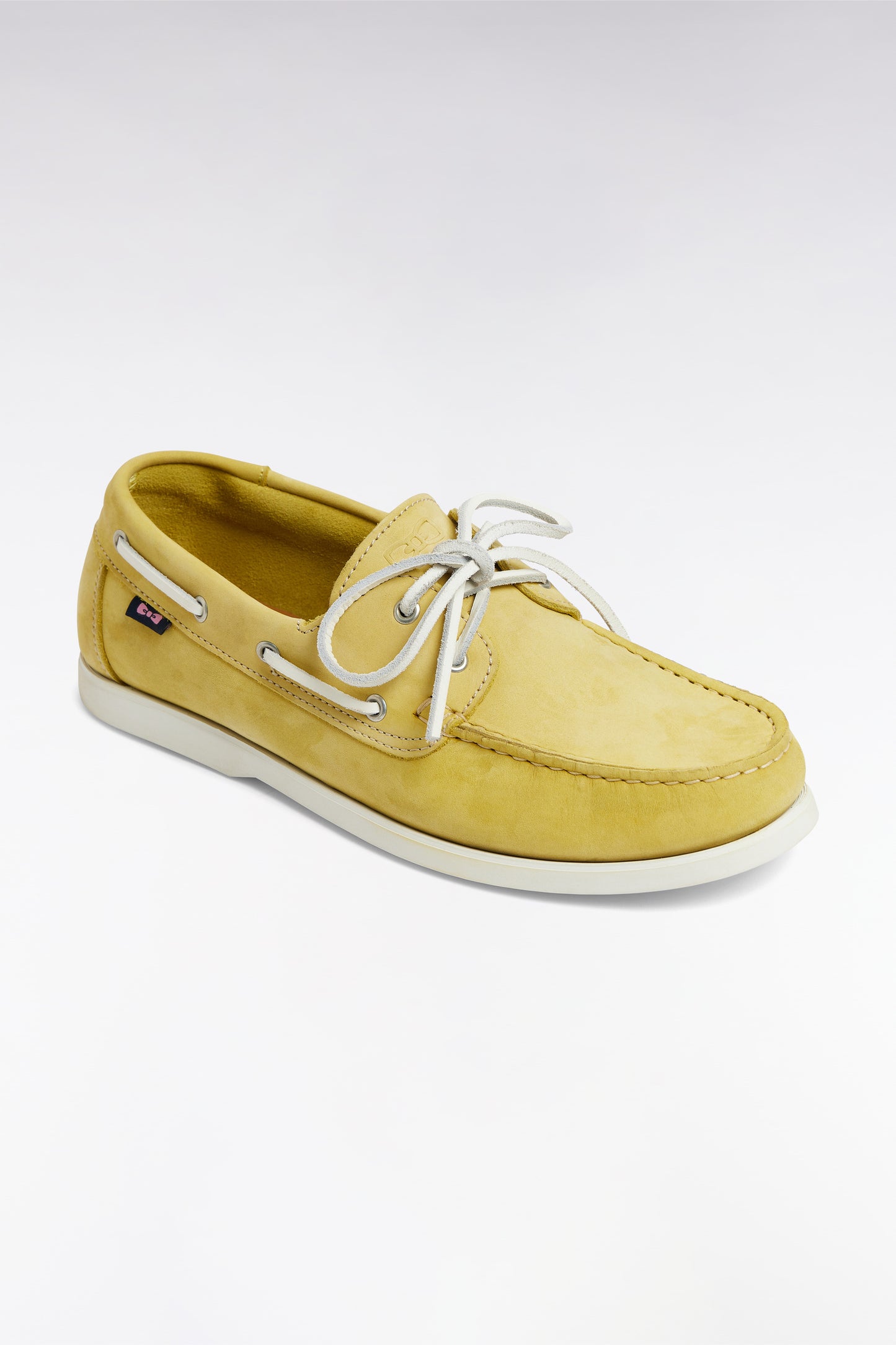 Yellow suede leather boat shoes style loafers