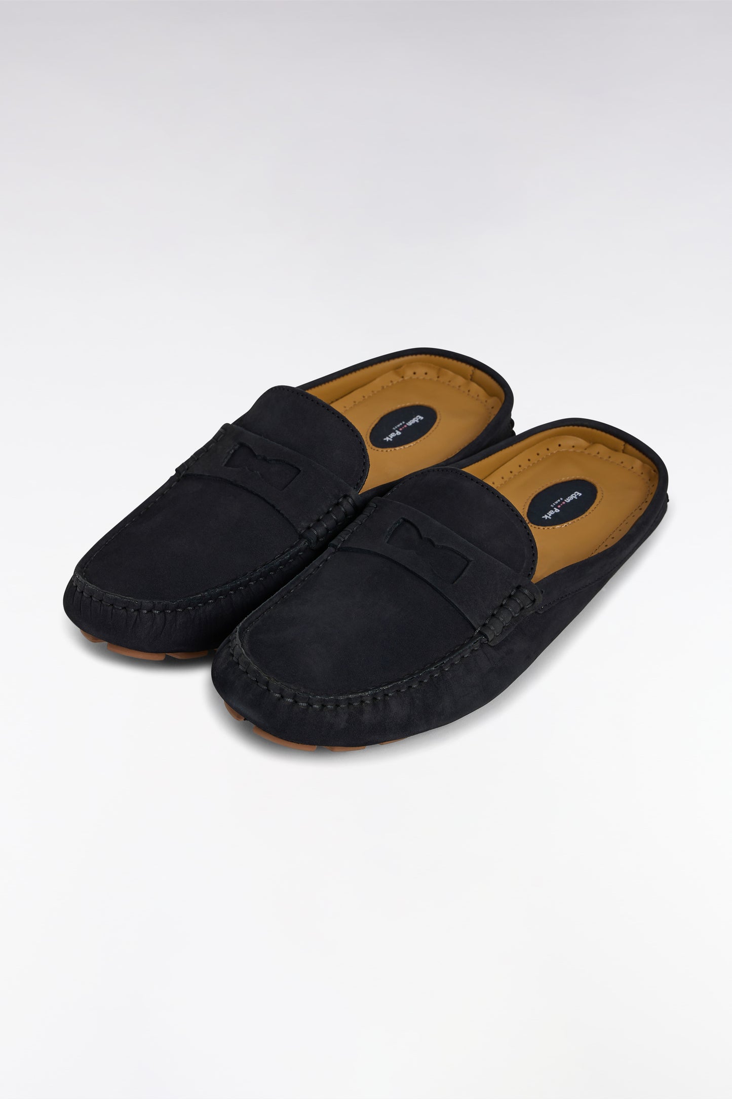 Mocassins babouches en cuir suédé marine