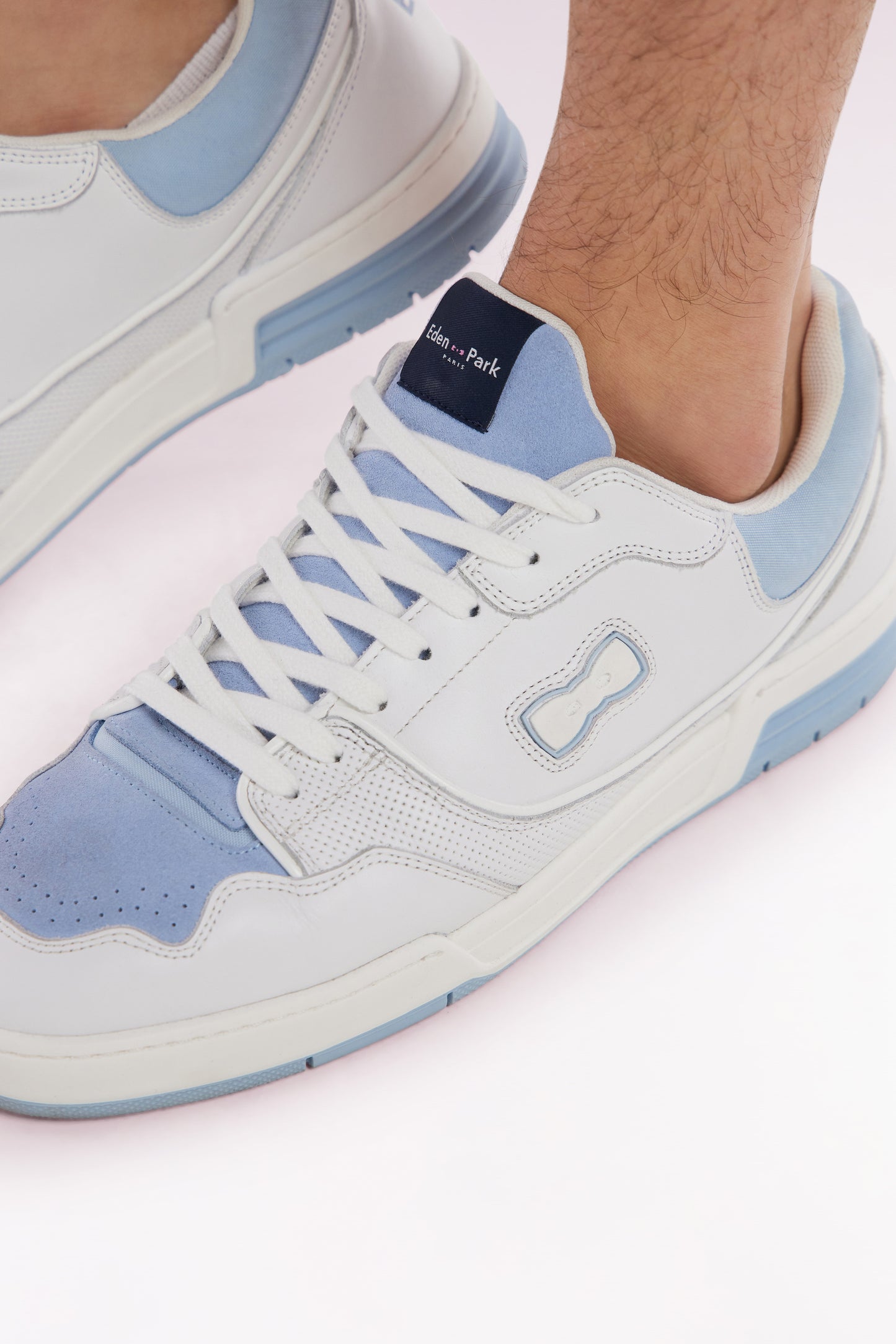 Sneakers EP10 en cuir blanches et vert d'eau