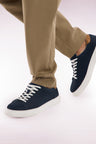 Navy leather low-top sneakers