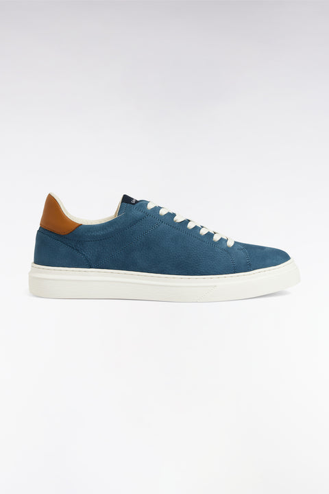 Blue-grey leather low-top sneakers - Image 1