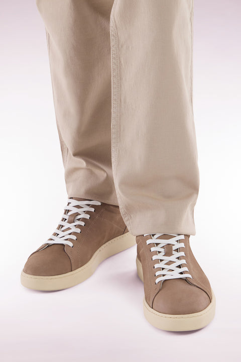 Camel suede leather low-top sneakers - Image 2