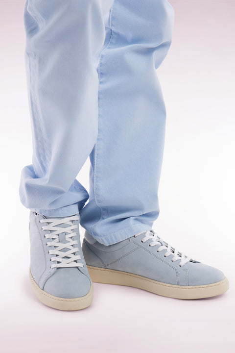 Light grey suede leather low-top sneakers - Image 2