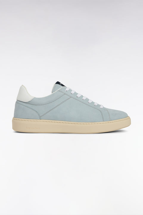 Light grey suede leather low-top sneakers - Image 1