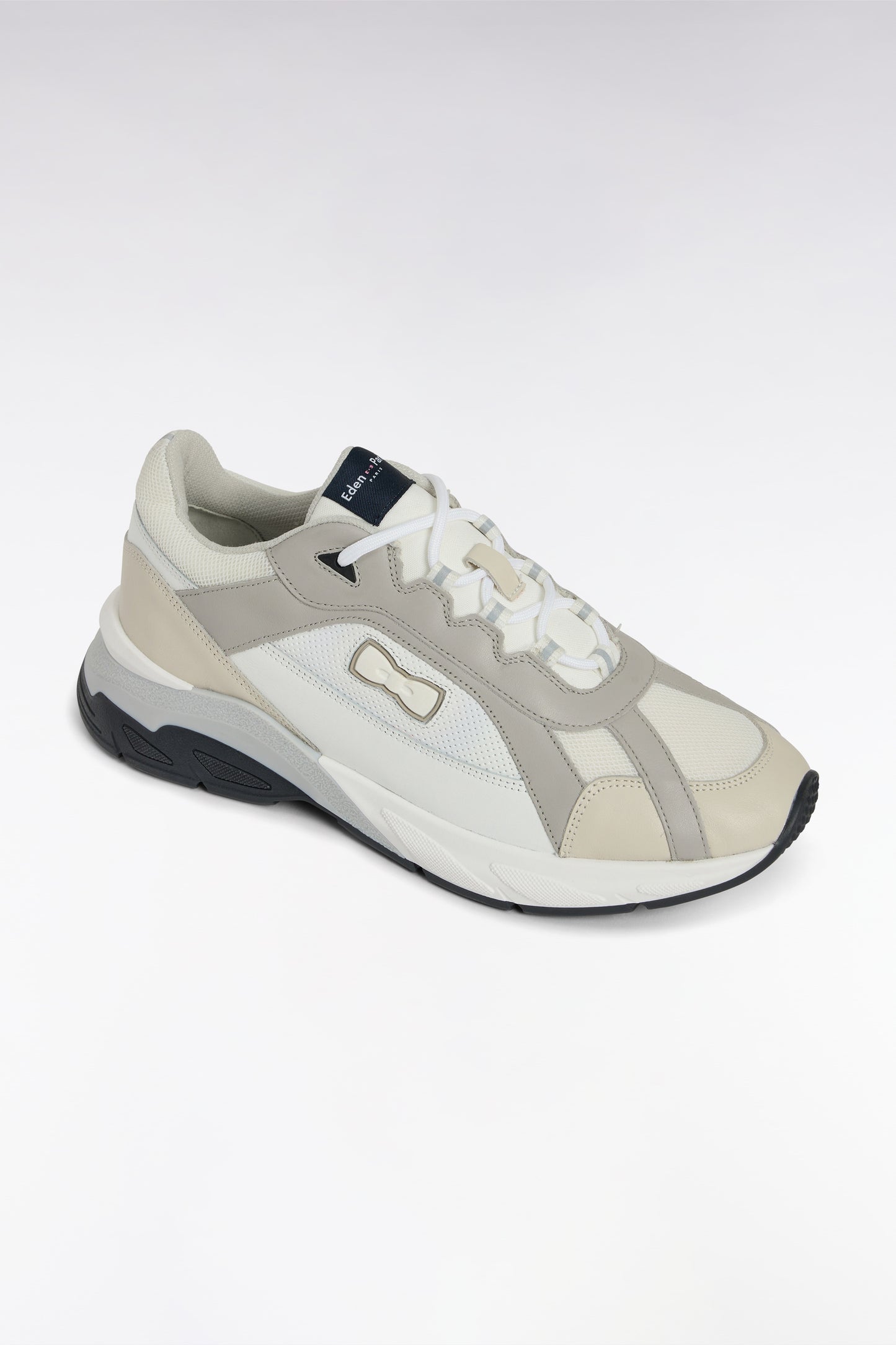 Wide white leather sneakers