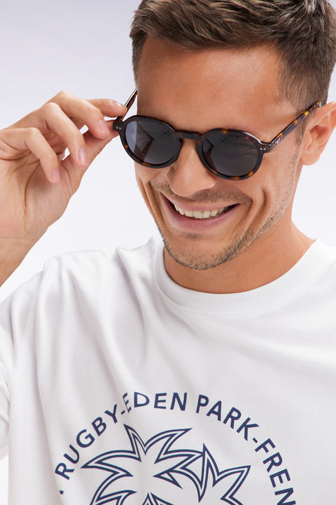 XV de France round sunglasses in brown tortoiseshell acetate - Image 2