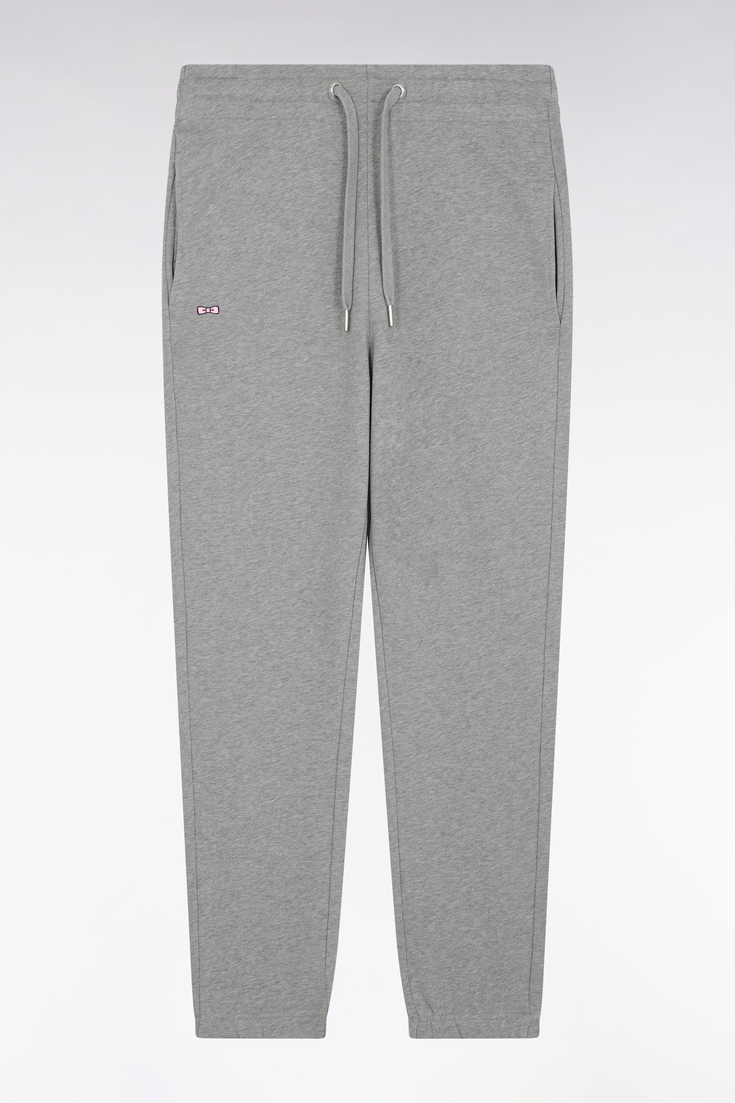 Grey cotton fleece straight-leg jogging suit