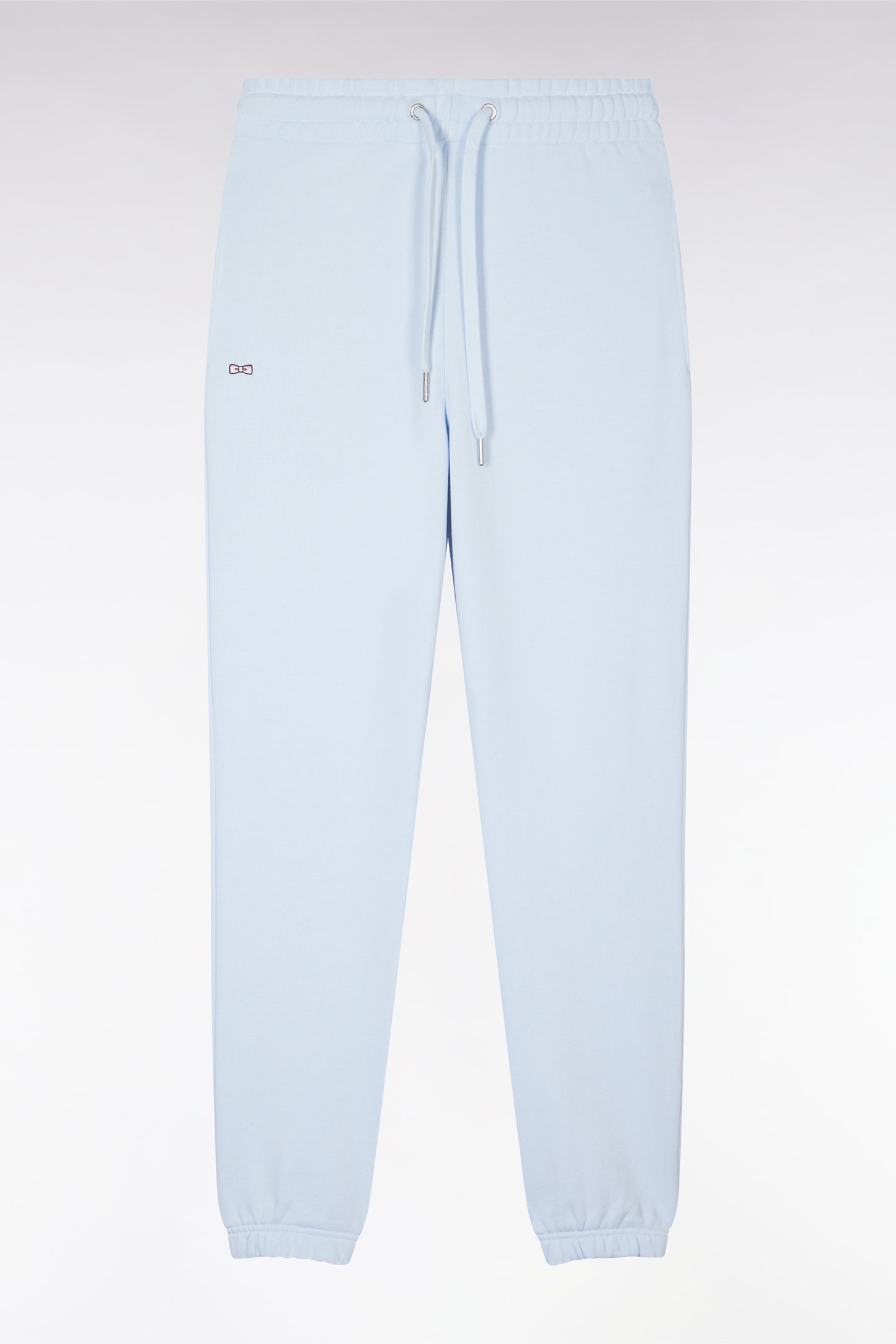 Sky blue straight-cut cotton fleece jogging