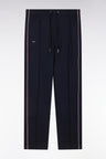 Straight-cut navy cotton interlock jogging pants