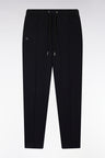 Straight-cut black cotton interlock jogging pants