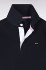 Straight-cut short-sleeved navy cotton jersey with back embroidery