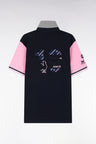 XV de France short-sleeved rugby shirt in navy and pink cotton