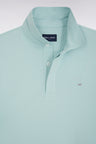 Slim-fit short-sleeved polo shirt in sea green stretch cotton piqué