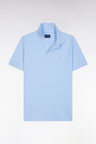 Slim-fit short-sleeved polo shirt in blue stretch cotton piqué