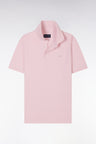 Slim-fit short-sleeved polo shirt in pink stretch cotton piqué