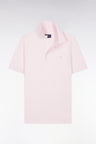 Slim-fit short-sleeved polo shirt in light pink stretch cotton piqué