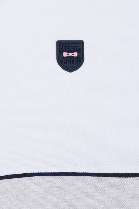 Slim-fit two-tone grey stretch cotton short-sleeved polo shirt - Image 3