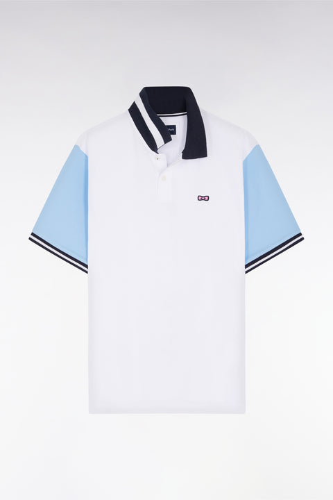 Eden Park short-sleeved polo shirt in white cotton with jacquard back - A SHOOTER - Image 1