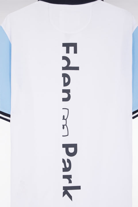 Eden Park short-sleeved polo shirt in white cotton with jacquard back - A SHOOTER - Image 2