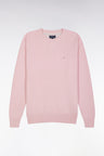 Straight-fit pink honeycomb cotton crew neck jumper