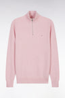 Straight-fit pink honeycomb cotton trucker collar jumper