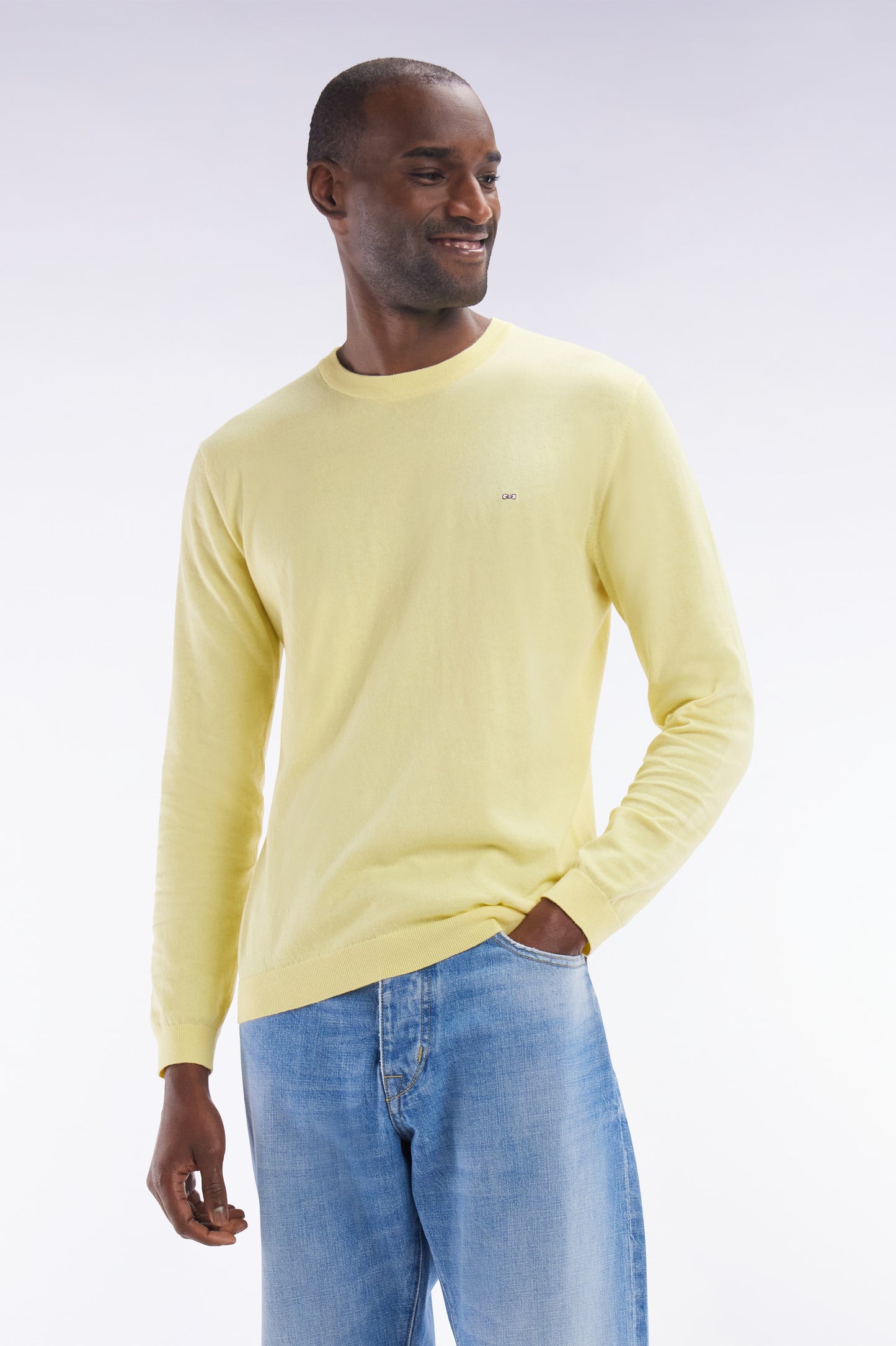 Straight-fit ivory cotton-silk blend crewneck jumper