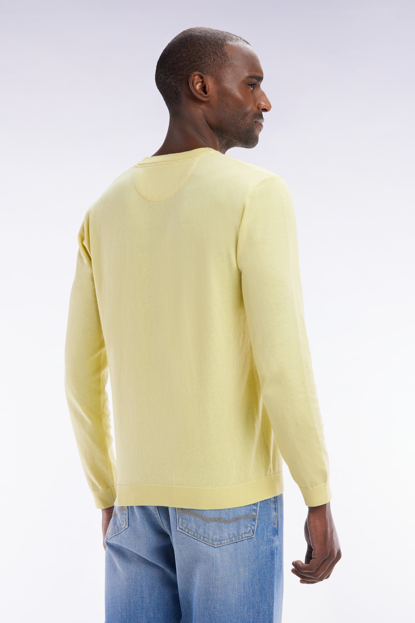 Straight-fit ivory cotton-silk blend crewneck jumper