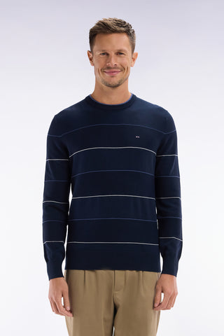 Round-neck navy cotton jumper